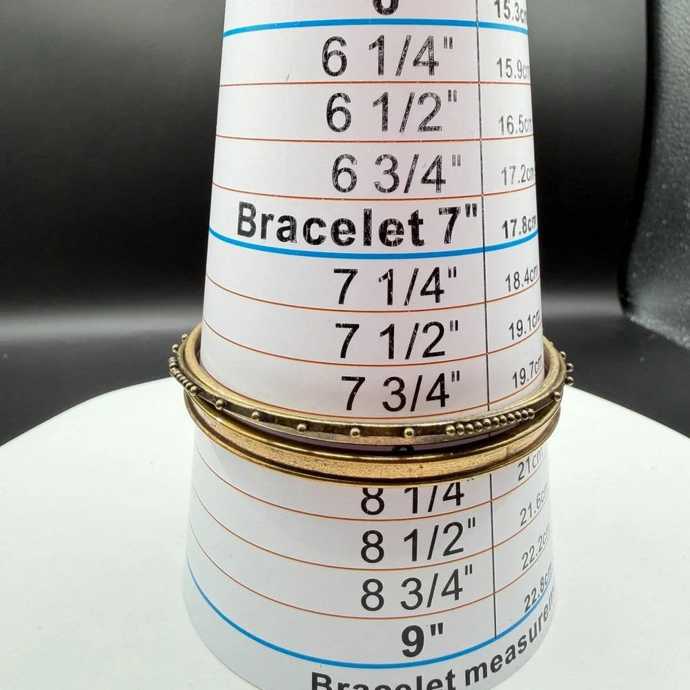 Brass Tone Multi Band Bangle Bracelet Beaded Dot Boho Tribal Statement Jewelry
